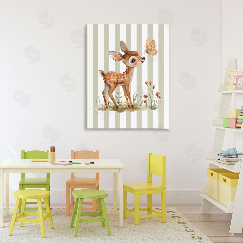 LSR Design Studio Baby Deer with Butterfly Stretched Canvas Wall Art in Room