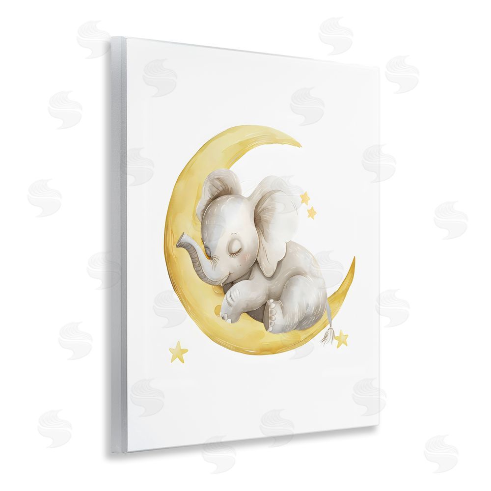 LSR Design Studio Sleeping Elephant on Yellow Moon Wall Plaque Printed Art