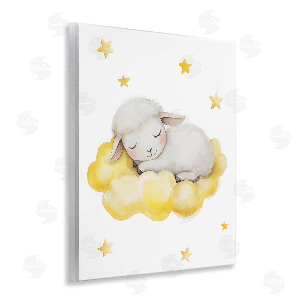 LSR Design Studio Sleeping Sheep on Yellow Cloud Wall Plaque Printed Art