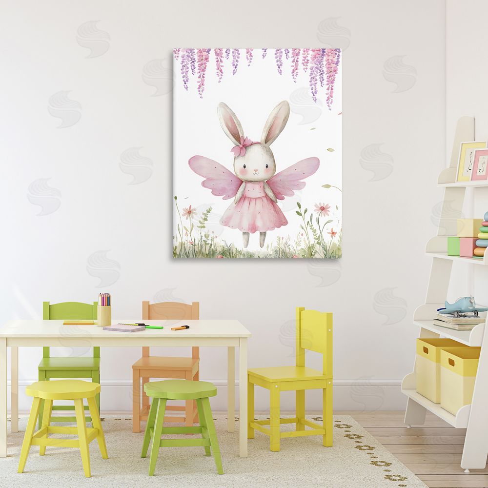LSR Design Studio Woodland Bunny Forest Fairy Stretched Canvas on Wall