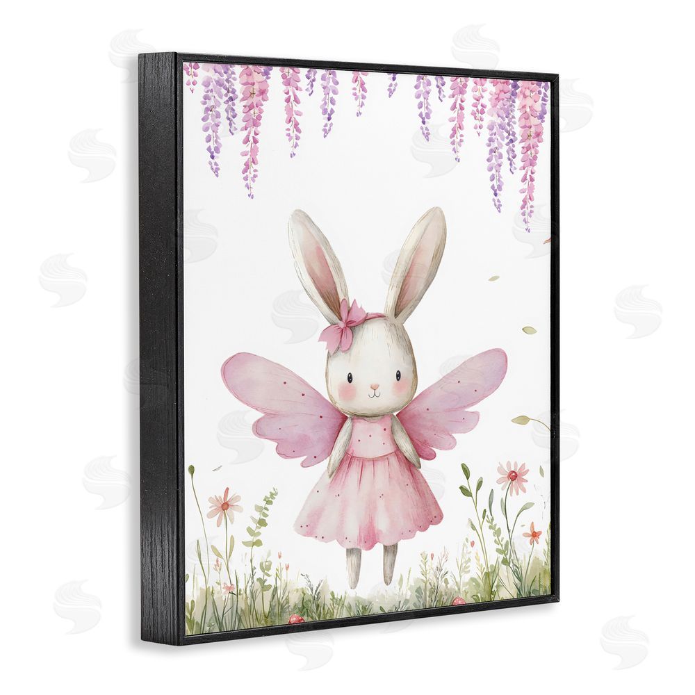 LSR Design Studio Woodland Bunny Forest Fairy Black Framed Giclee Wall Art Print