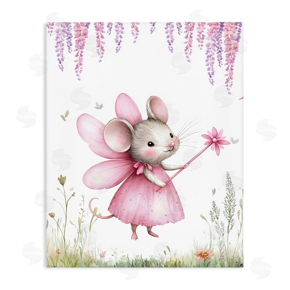 LSR Design Studio Woodland Mouse Forest Fairy Stretched Canvas Wall Art Print