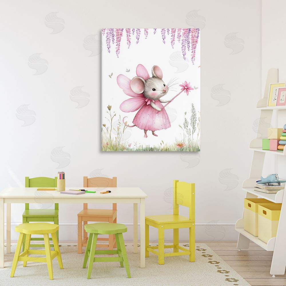 LSR Design Studio Woodland Mouse Forest Fairy Stretched Canvas on Wall