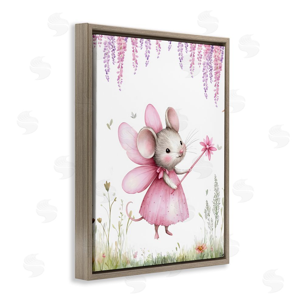 LSR Design Studio Woodland Mouse Forest Fairy Brown Floating Framed Canvas Wall Art Print