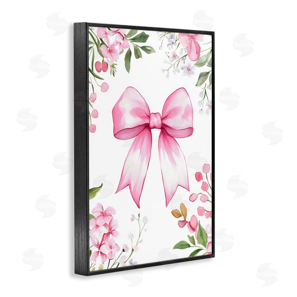 Creative Studio Whimsical Floral Bow Pink Black Framed Giclee Wall Art Print