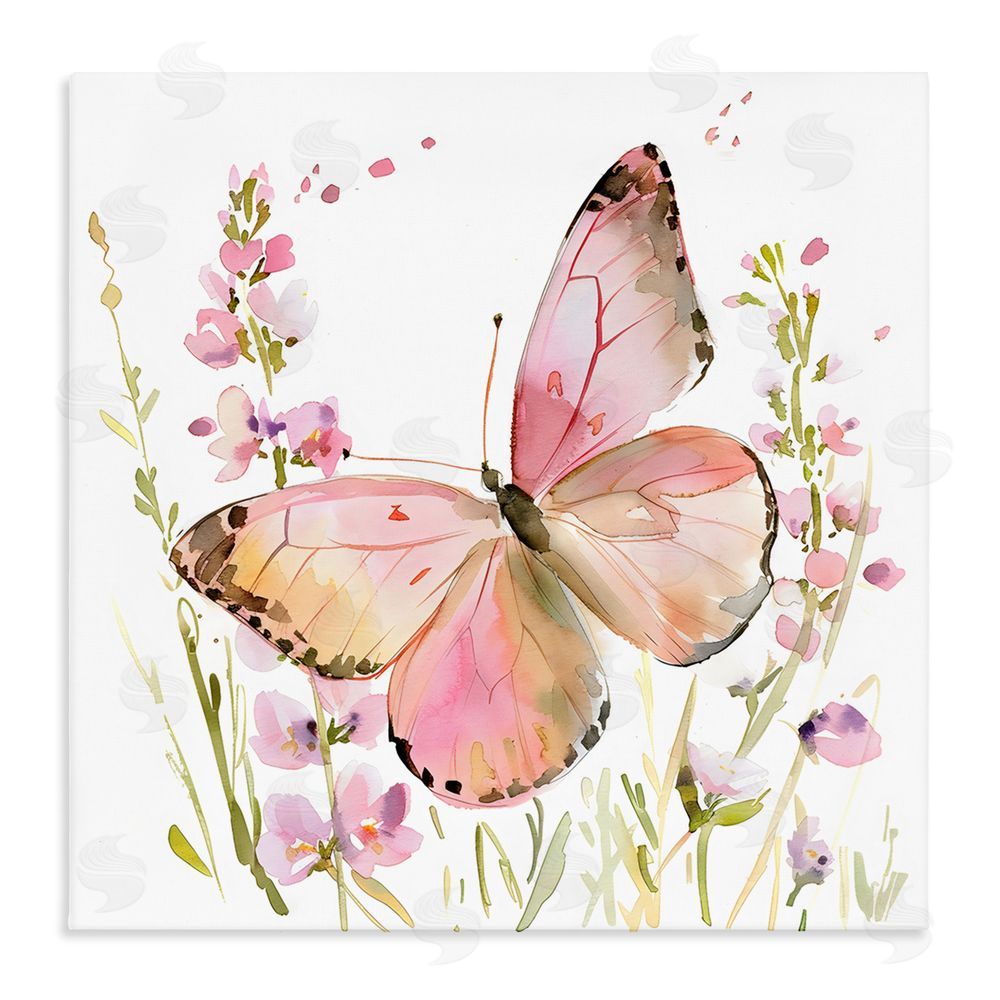 Creative Studio Colorful Spring Butterfly Pink Stretched Canvas Wall Art