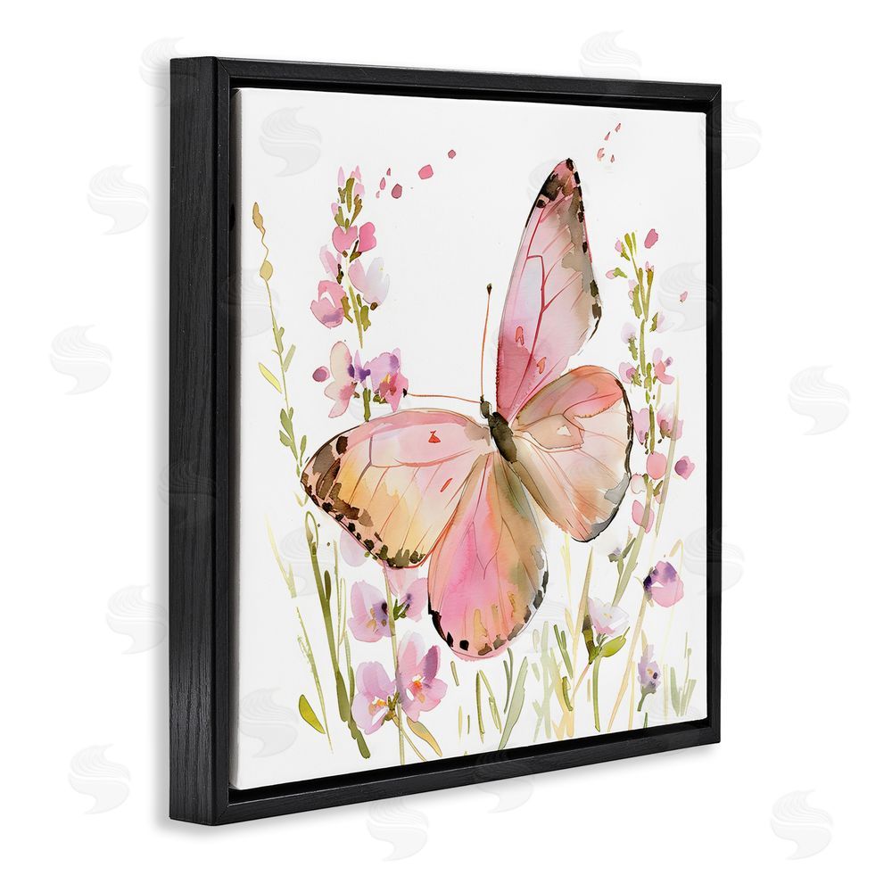 Creative Studio Colorful Spring Butterfly Pink Black Floating Frame Canvas Wall Art Print
