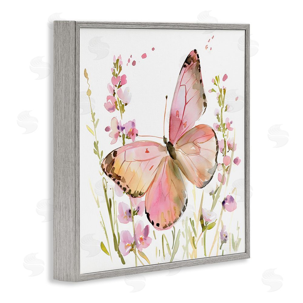 Creative Studio Colorful Spring Butterfly Pink Gray Framed Giclee Wall Art Print