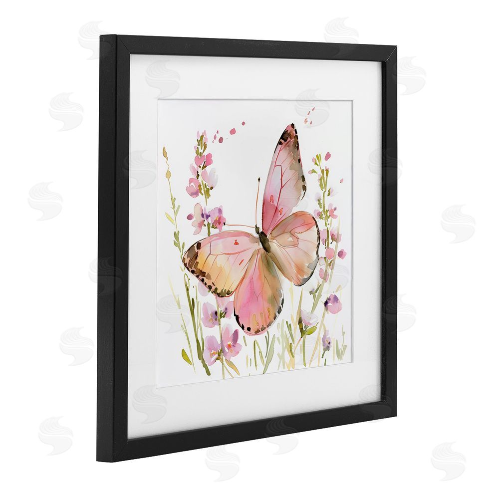 Creative Studio Colorful Spring Butterfly Pink Black Framed Print Under Glass Wall Art