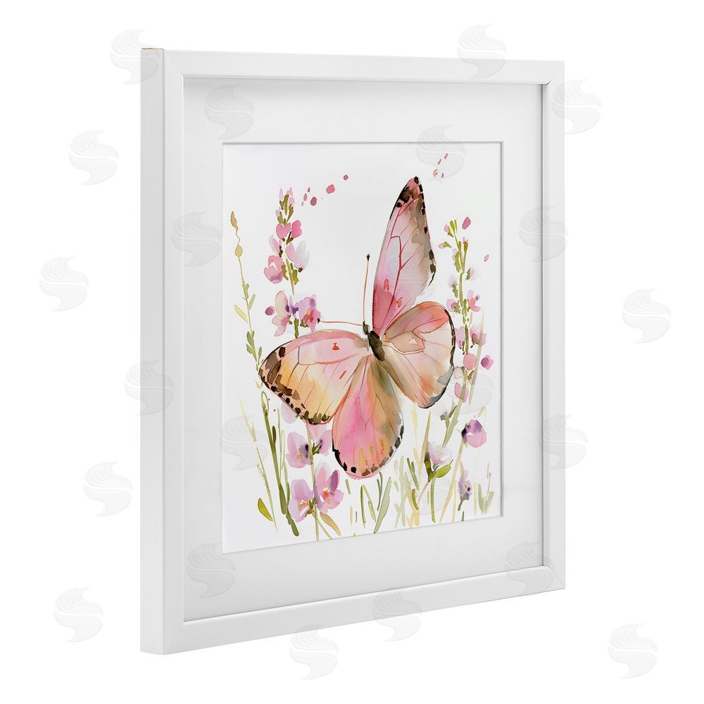 Creative Studio Colorful Spring Butterfly Pink White Framed Print Under Glass Wall Art