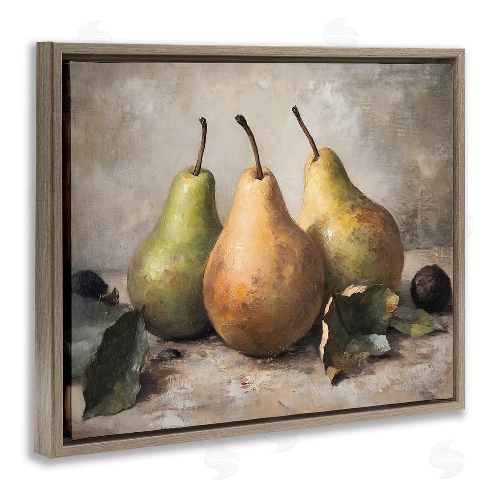 Franklyn Gregory Pear Still Life Setting Brown Floating Frame Canvas Wall Art Print