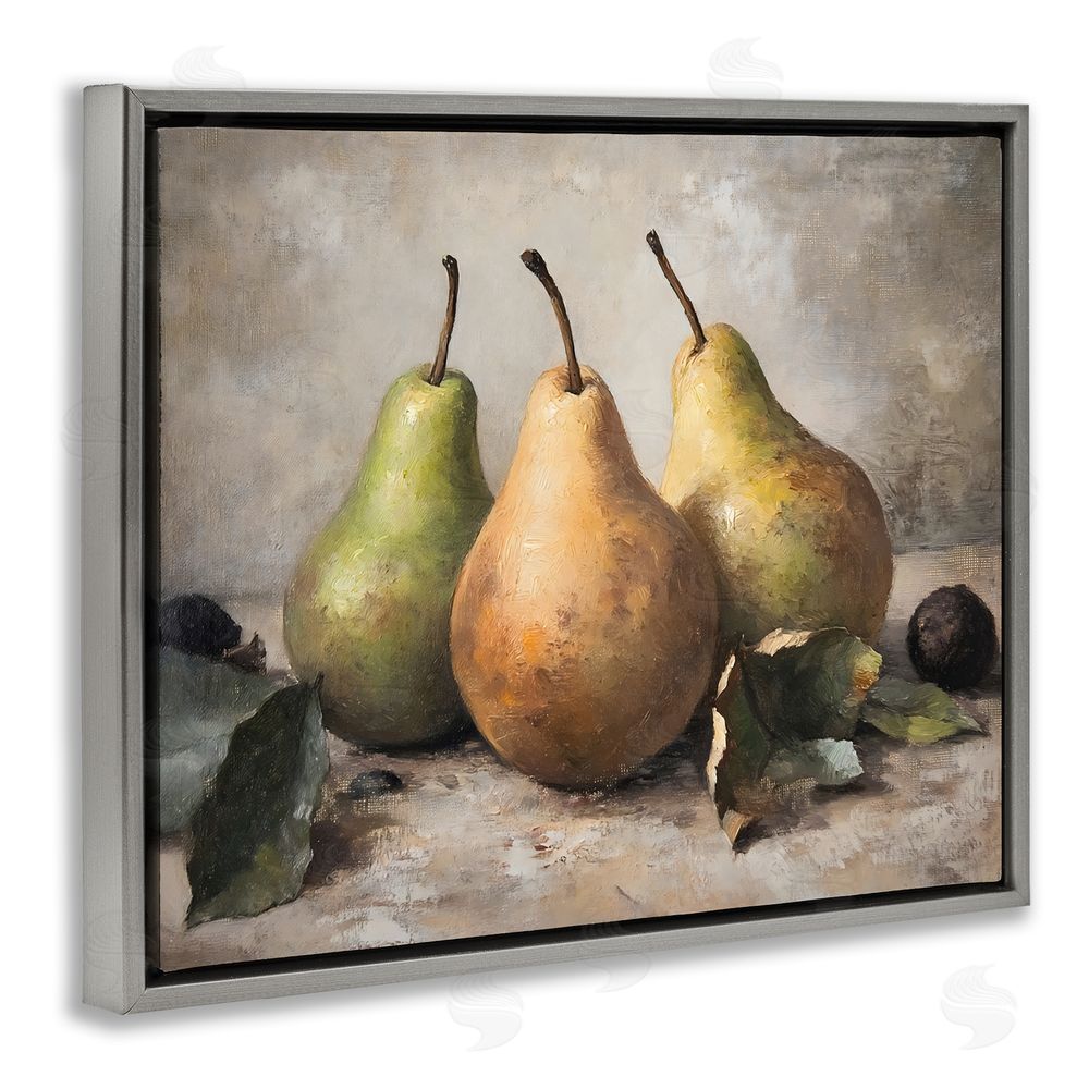 Franklyn Gregory Pear Still Life Setting Gray Floating Frame Canvas Wall Art Print