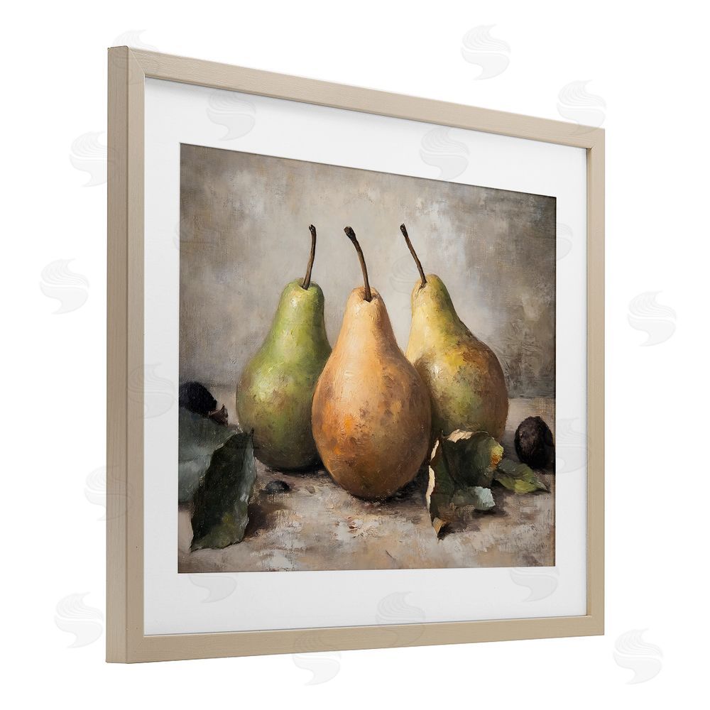 Franklyn Gregory Pear Still Life Setting Birch Framed Print Under Glass with White Mat Wall Art