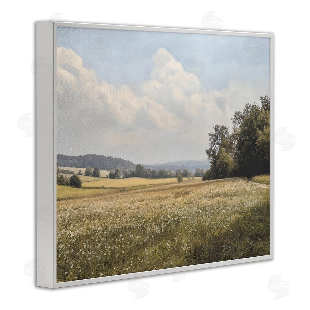 Franklyn Gregory Summer Landscape Cloudy Meadow White Framed Giclee Wall Art Print