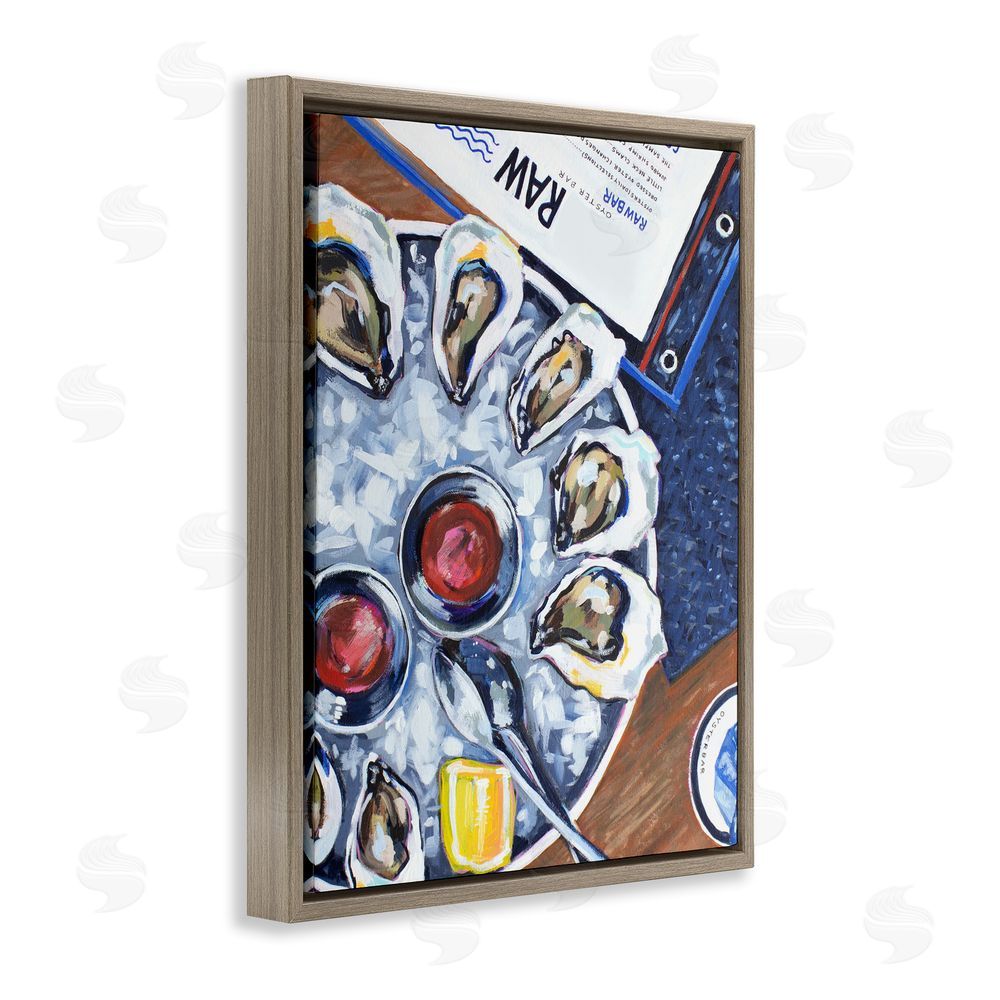 Rachel Nerney Oysters on Ice Brown Floating Framed Canvas Wall Art