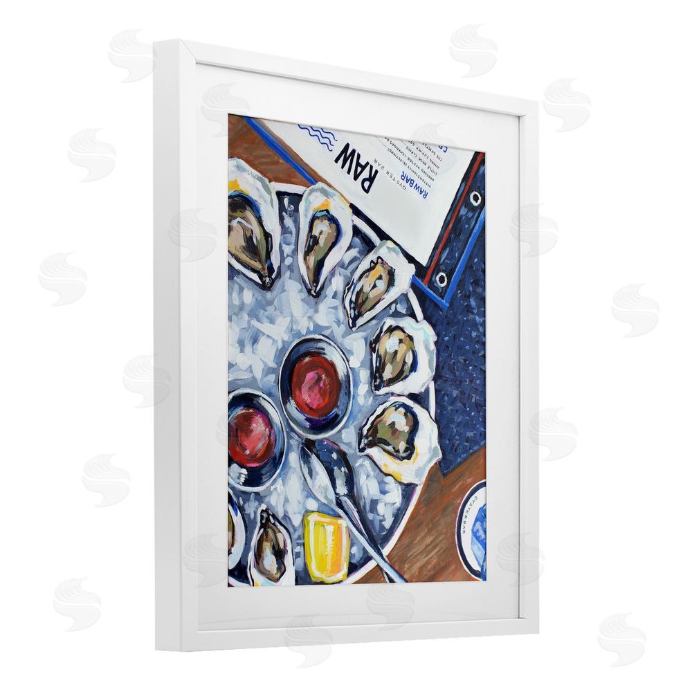 Rachel Nerney Oysters on Ice White Framed Print Under Glass Wall Art