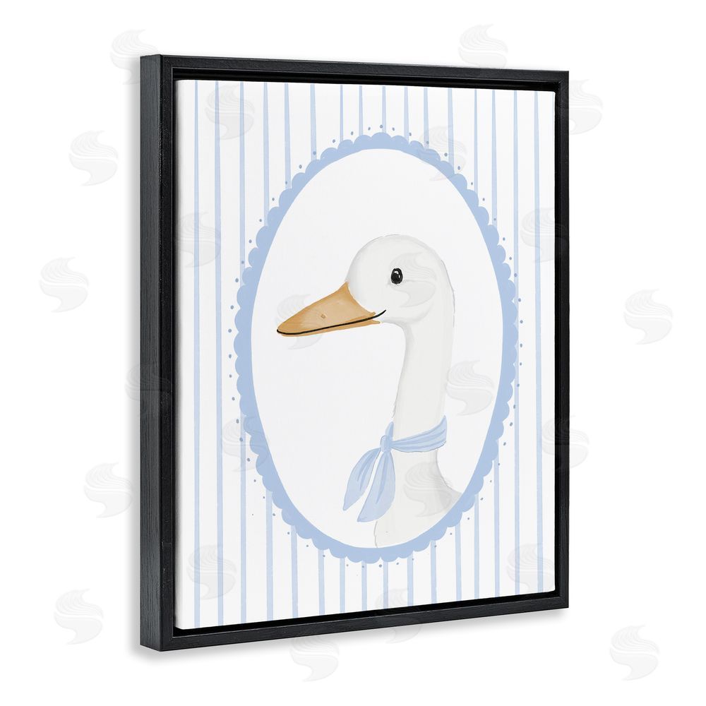 Cherrywood Lane Dainty Bordered Duck Black Floating Frame Wall Art Print