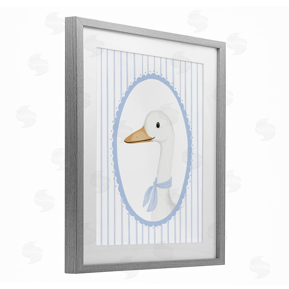 Cherrywood Lane Dainty Bordered Duck Gray Framed Print Under Glass Wall Art
