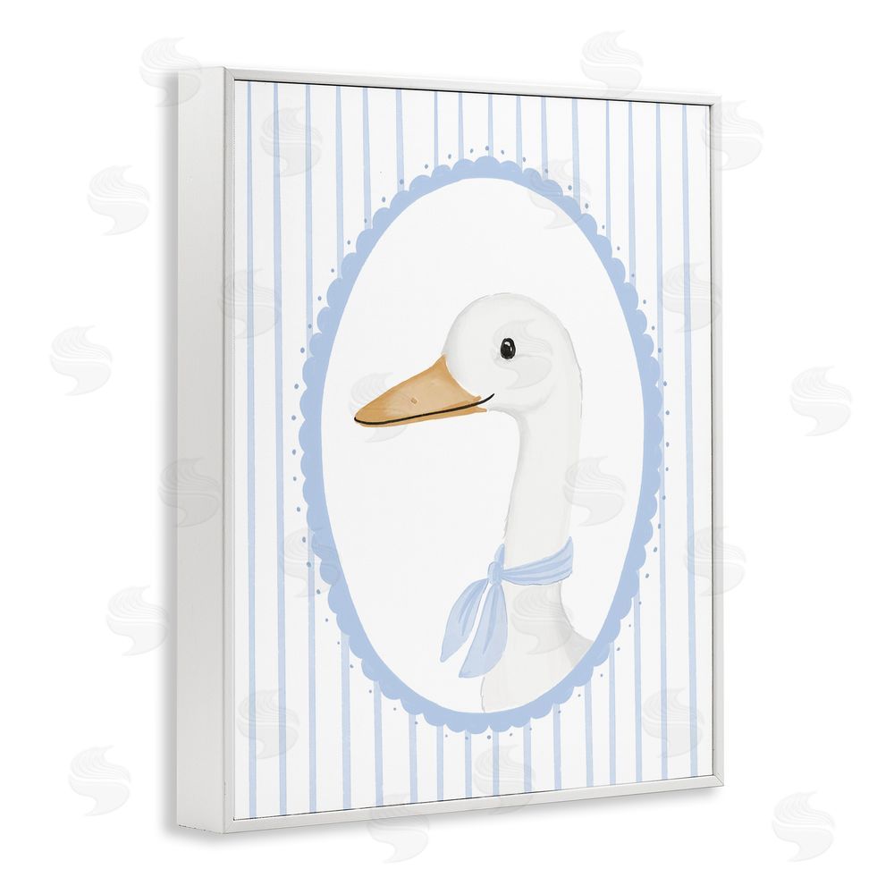 Cherrywood Lane Dainty Bordered Duck White Framed Giclee Wall Art Print