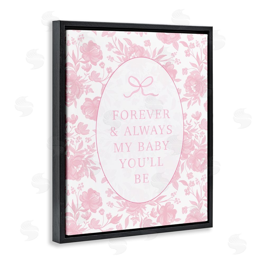 Cherrywood Lane Forever and Always Pink Florals Black Floating Framed Canvas Wall Art