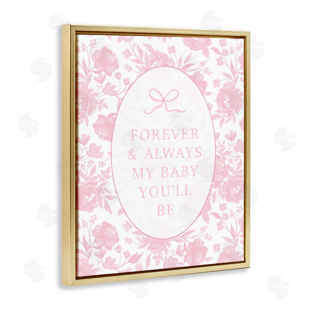 Cherrywood Lane Forever and Always Pink Florals Gold Floating Framed Canvas Wall Art