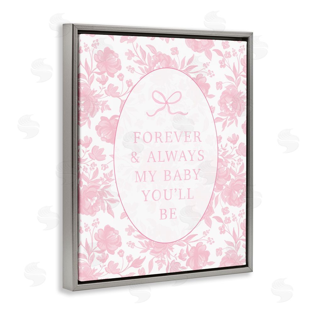 Cherrywood Lane Forever and Always Pink Florals Gray Floating Framed Canvas Wall Art