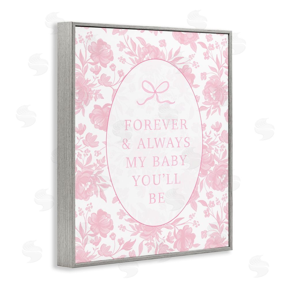 Cherrywood Lane Forever and Always Pink Florals Gray Framed Giclee Wall Art
