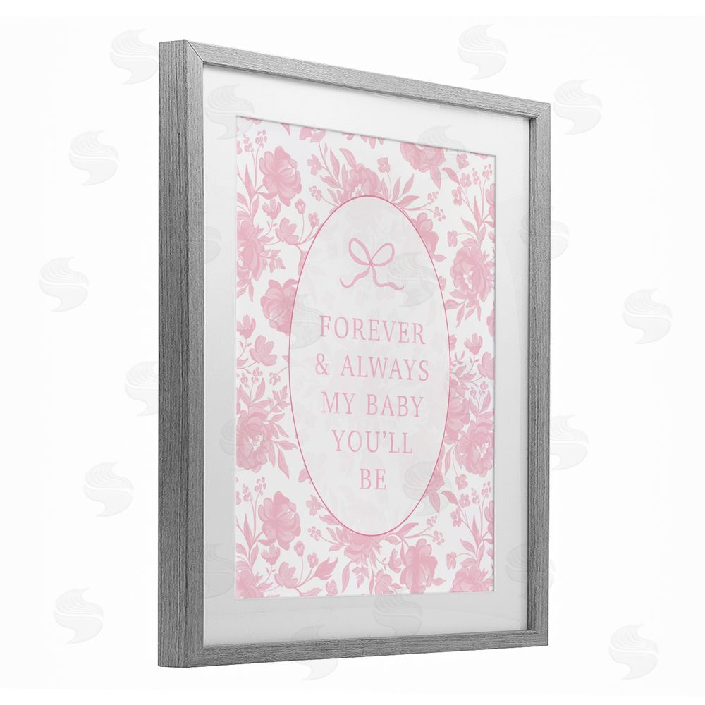 Cherrywood Lane Forever and Always Pink Florals Gray Framed Print Under Glass Wall Art