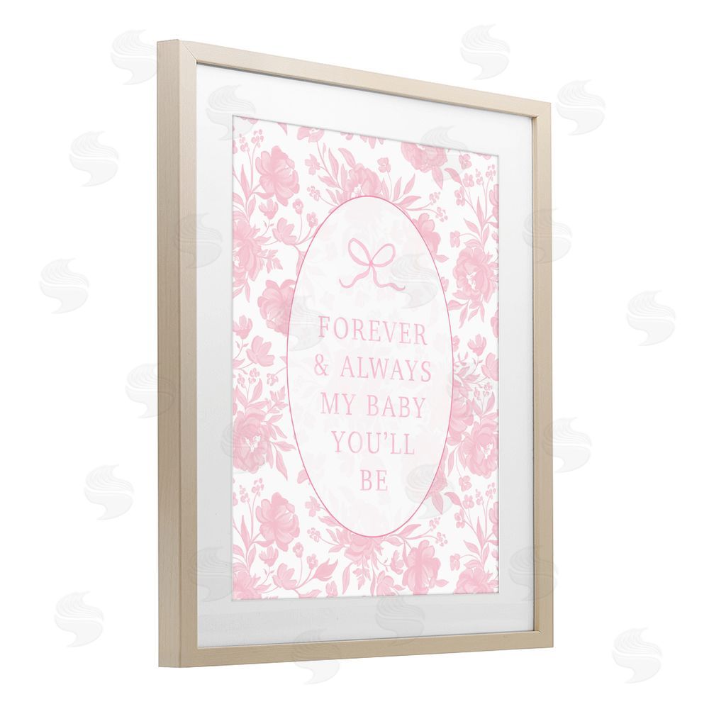 Cherrywood Lane Forever and Always Pink Florals Brown Framed Print Under Glass Wall Art