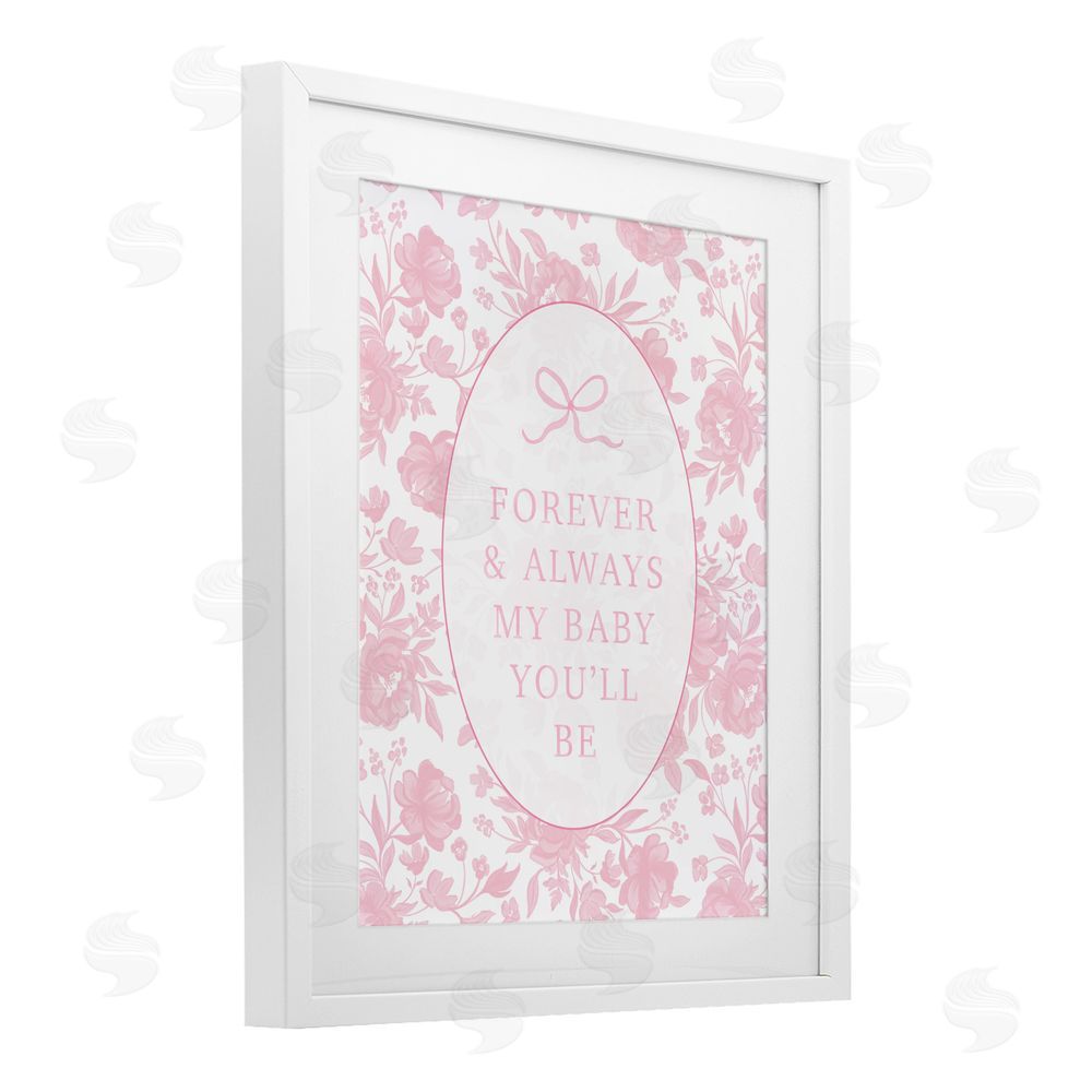 Cherrywood Lane Forever and Always Pink Florals White Framed Print Under Glass Wall Art