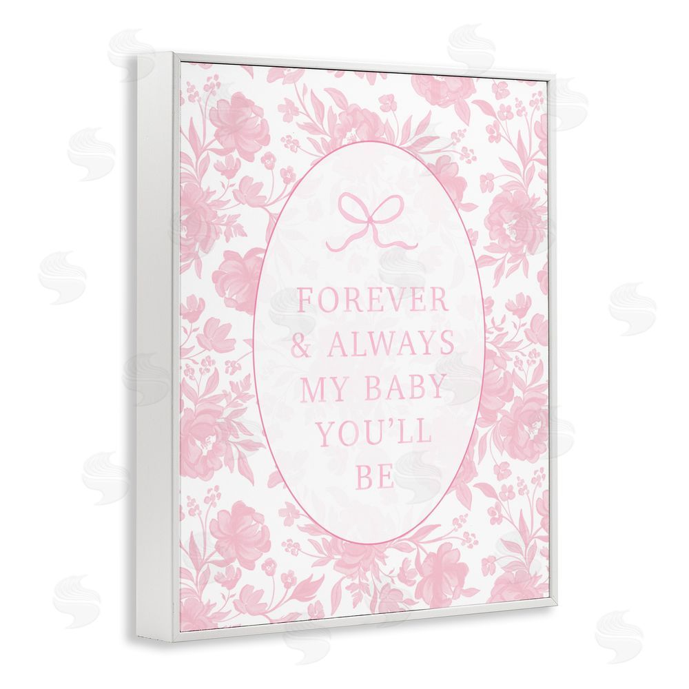 Cherrywood Lane Forever and Always Pink Florals White Framed Giclee Wall Art
