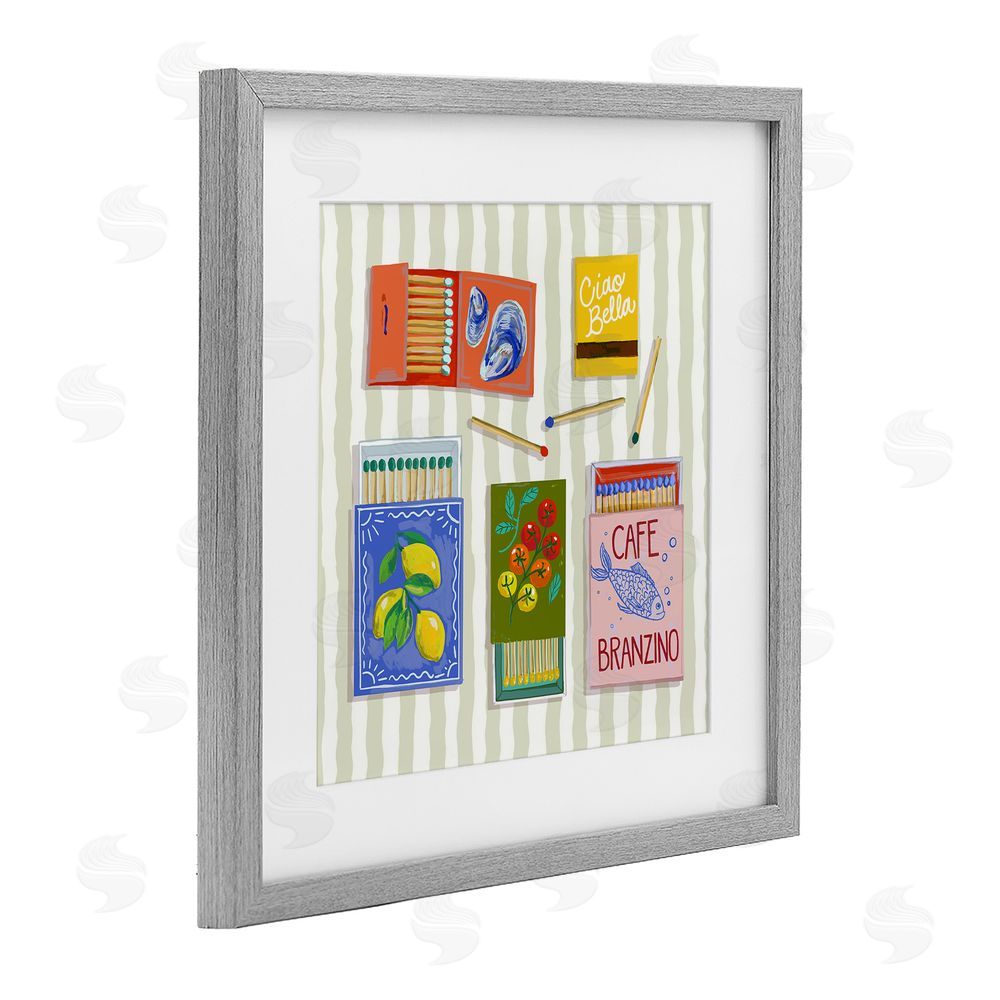 Rachel Nerney Ciao Bella Seaside Matchboxes Gray Framed Print Under Glass Wall Art