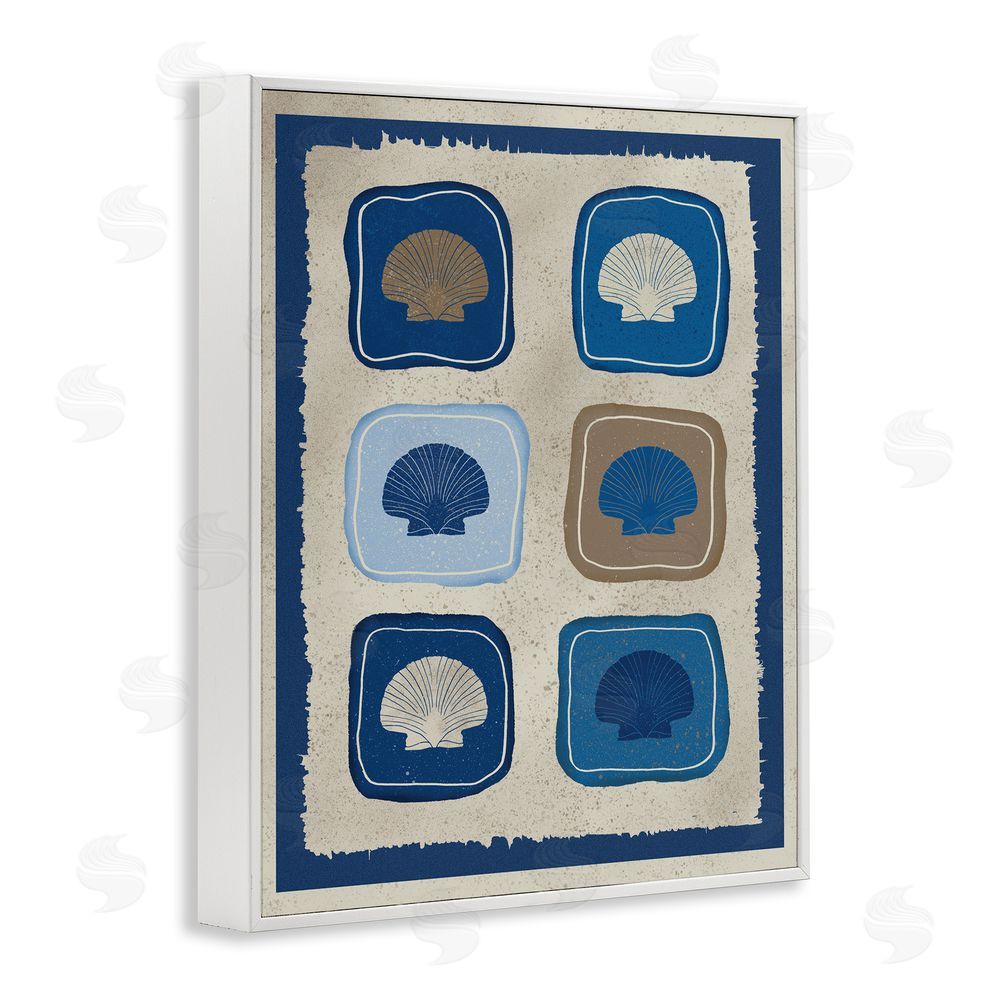 Julia Frost Nautical Block Shells White Framed Giclee Wall Art Print
