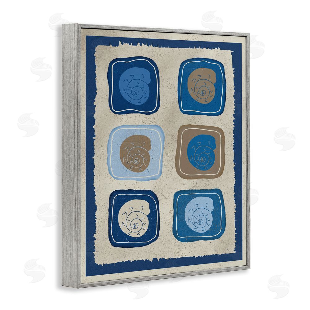 Julia Frost Blue Blocked Nautilus Gray Framed Giclee Wall Art Print