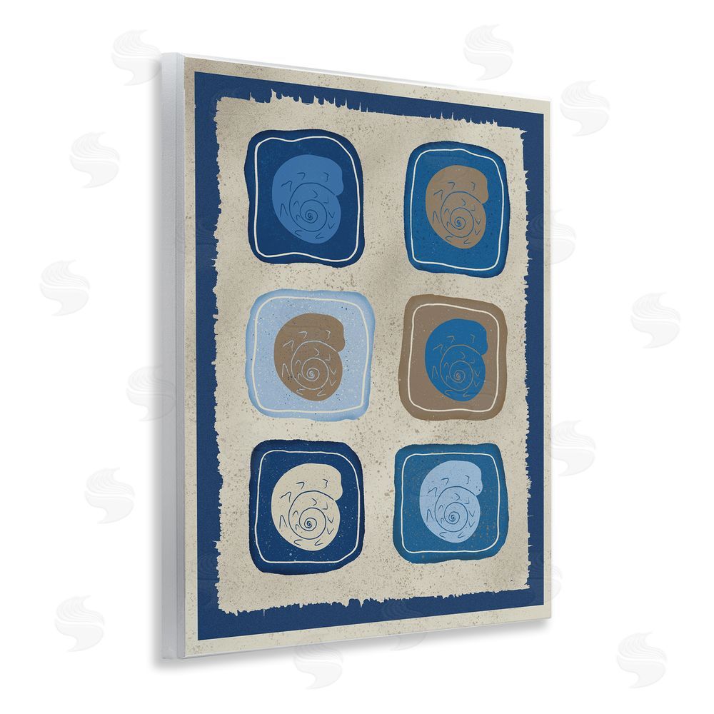 Julia Frost Blue Blocked Nautilus Wooden Wall Plaque Art Print
