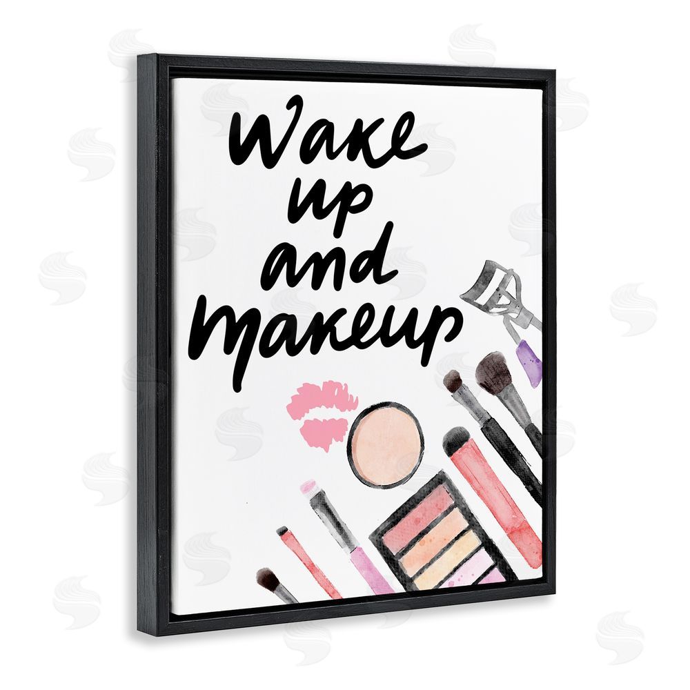 Jesse Keith Wake Up & Makeup Black Floating Frame Canvas Wall Art Print