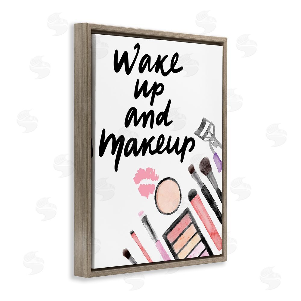 Jesse Keith Wake Up & Makeup Brown Floating Frame Canvas Wall Art Print