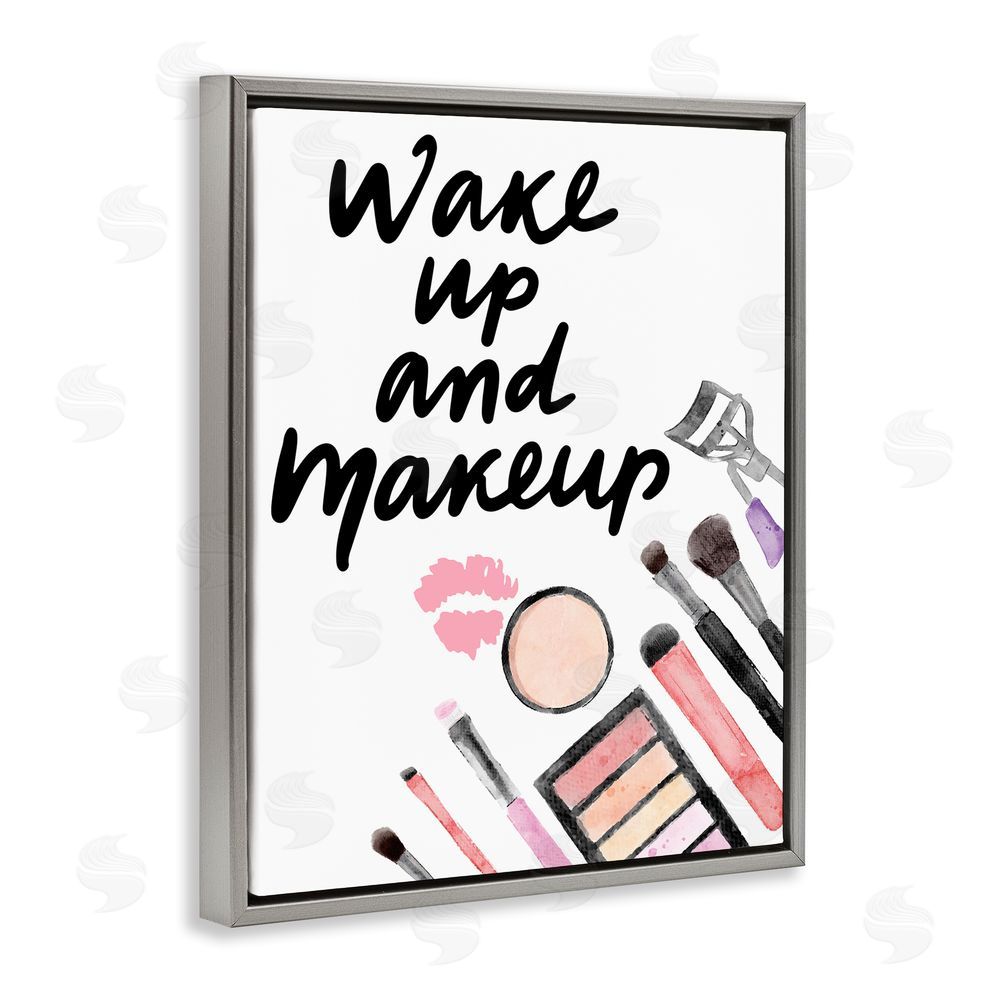 Jesse Keith Wake Up & Makeup Gray Floating Frame Canvas Wall Art Print