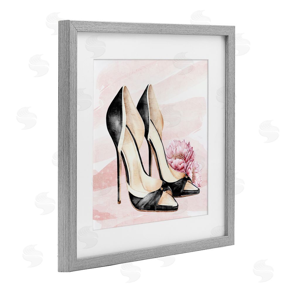 Kim Allen Glam Time Heels Gray Framed Print Under Glass Wall Art