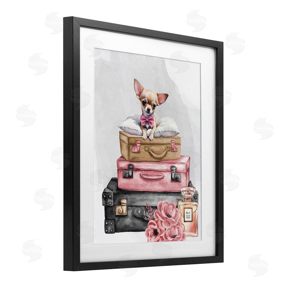 Kim Allen Trendy Pup Travel Black Framed Print Under Glass Wall Art