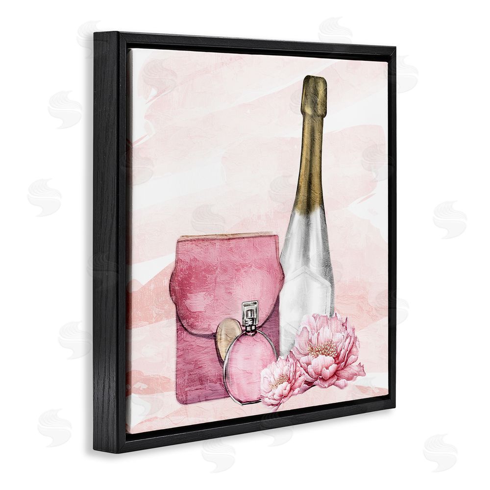 Kim Allen Glam Time Champagne Black Floating Frame Canvas Wall Art Print