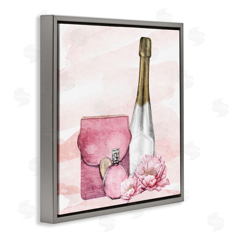 Kim Allen Glam Time Champagne Gray Floating Frame Canvas Wall Art Print