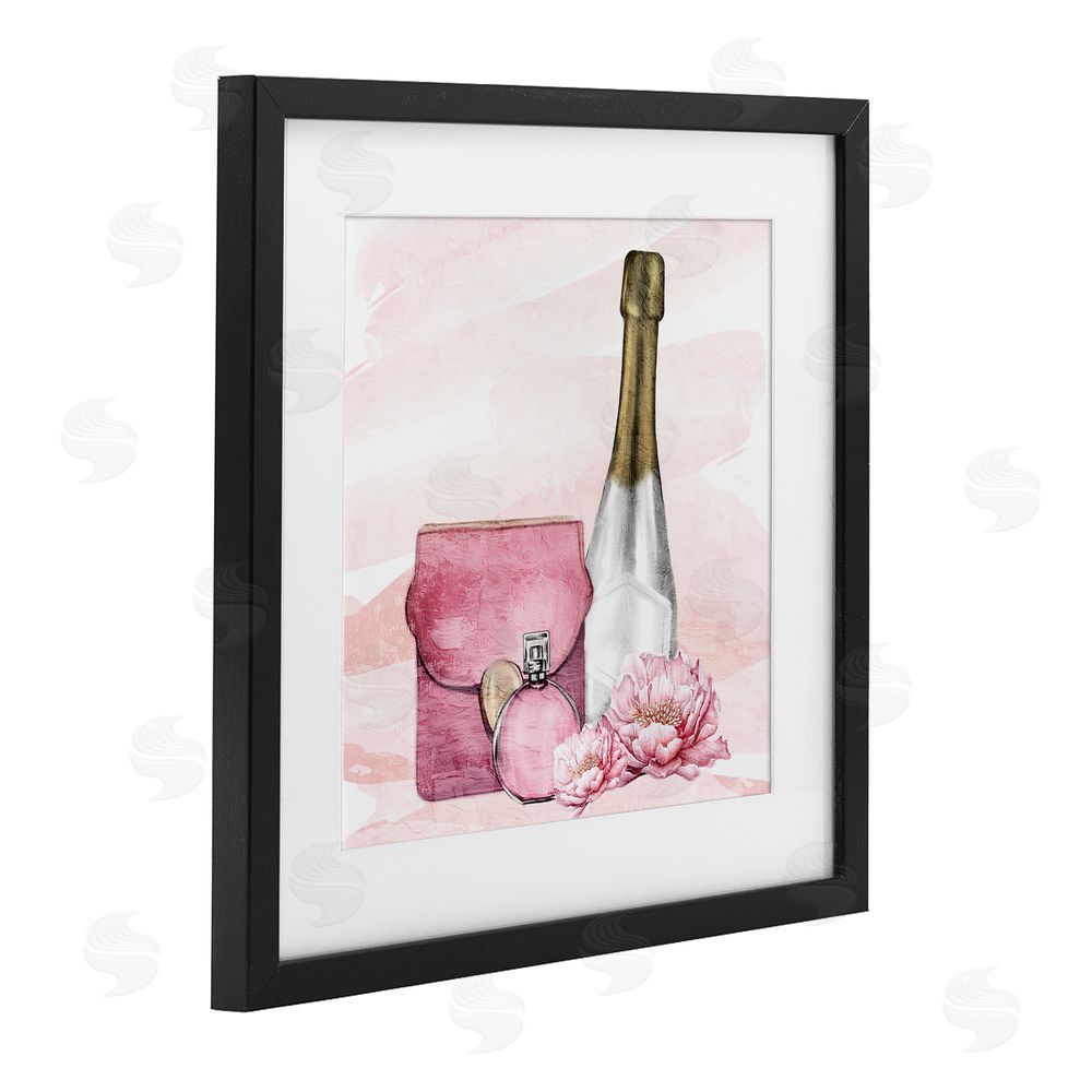 Kim Allen Glam Time Champagne Black Framed Print Under Glass Wall Art