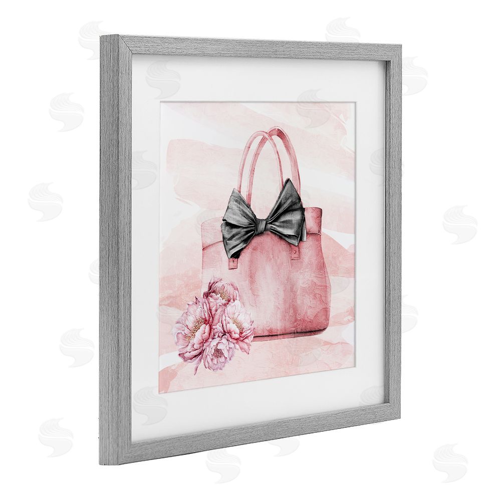 Kim Allen Glam Time Handbag Gray Framed Print Under Glass Wall Art