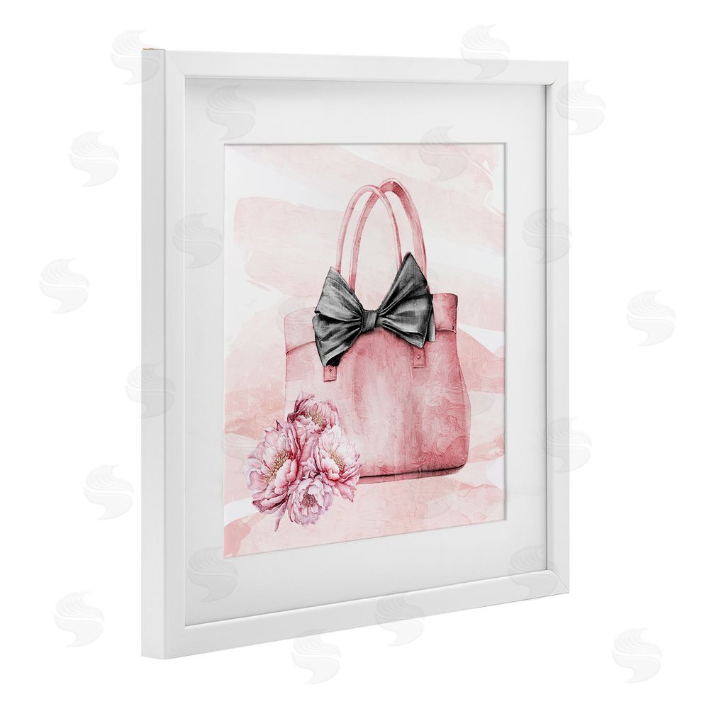 Kim Allen Glam Time Handbag White Framed Print Under Glass Wall Art