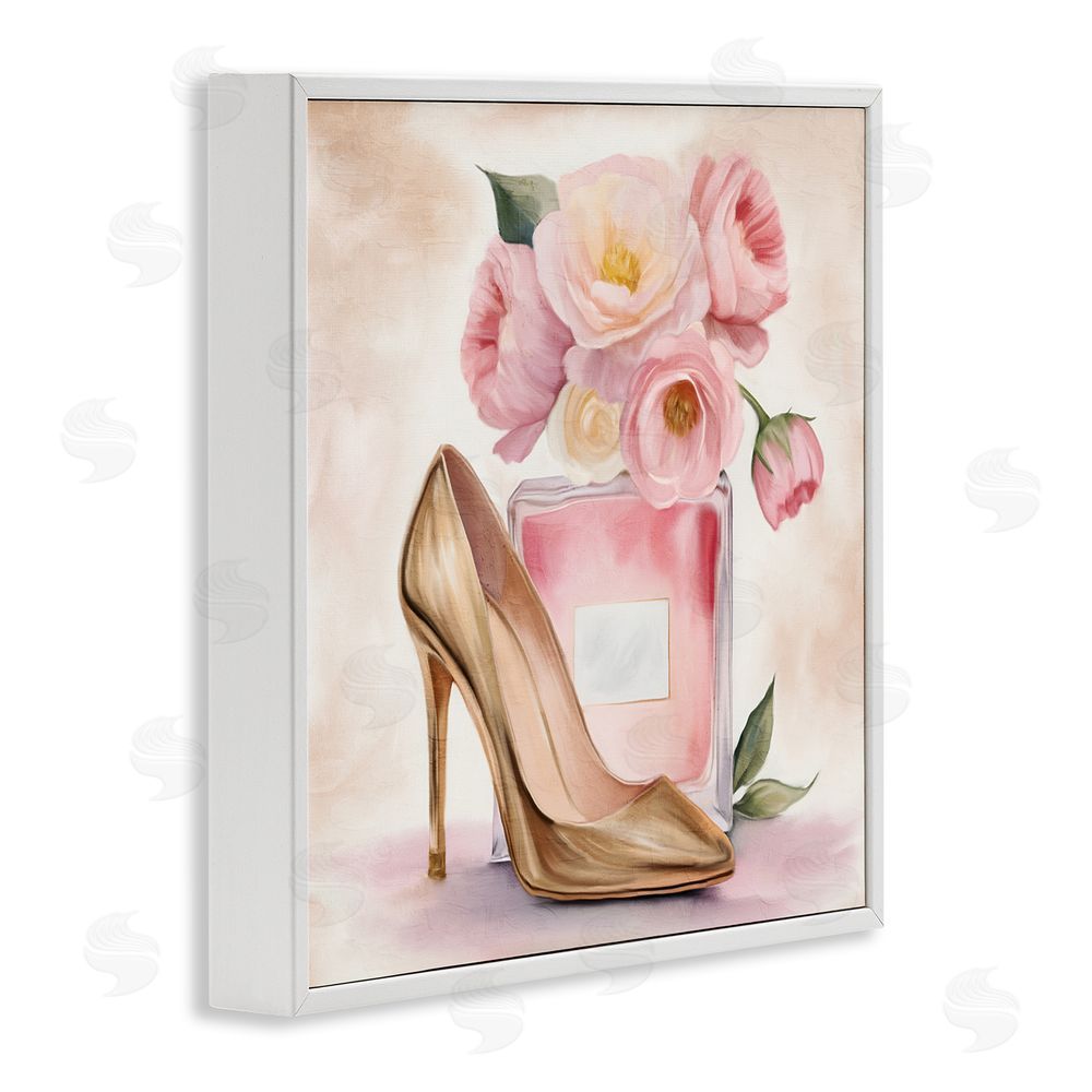 Kim Allen Pink Beauty Heel & Flowers White Framed Giclee Wall Art Print