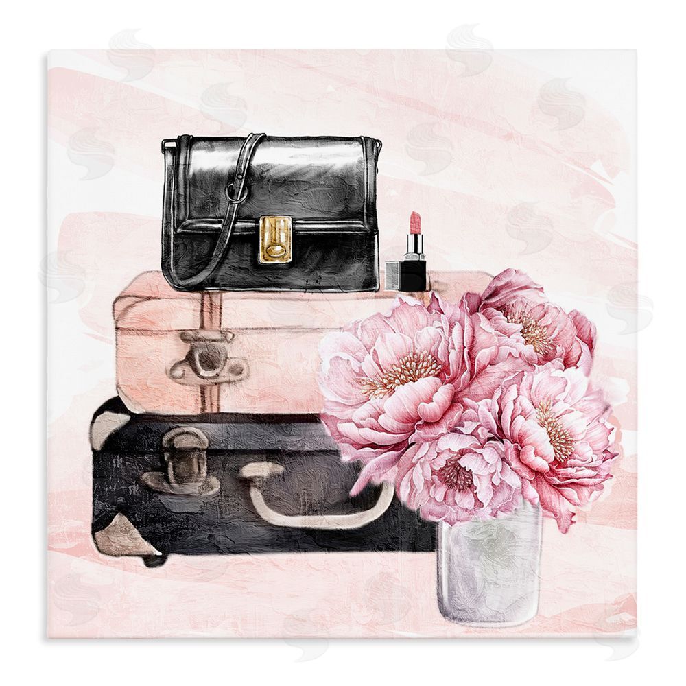 Kim Allen Glam Time Stacked Bags Stretched Canvas Wall Art Print