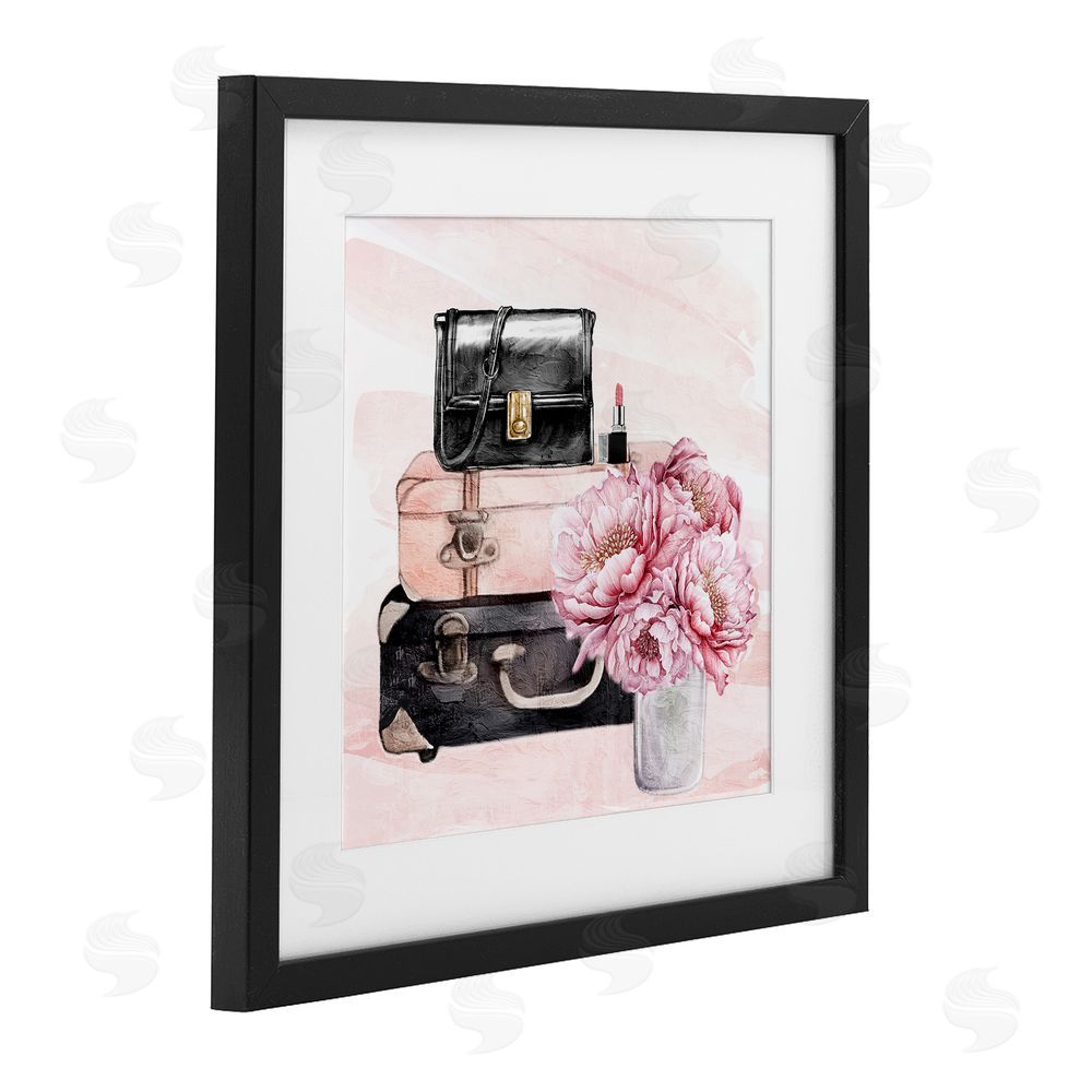 Kim Allen Glam Time Stacked Bags Black Framed Print Under Glass Wall Art