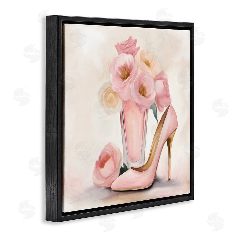 Kim Allen Pink Beauty Bouquet Black Floating Frame Canvas Wall Art Print