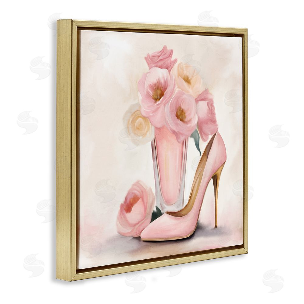 Kim Allen Pink Beauty Bouquet Gold Floating Frame Canvas Wall Art Print